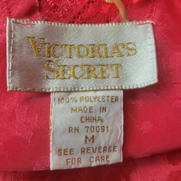 Vintage Victoria's Secret Gold Label Slip Textured Floral Salmon Pink Medium - Picture 4 of 8